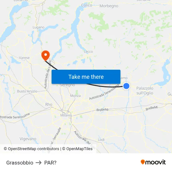 Grassobbio to Parre map