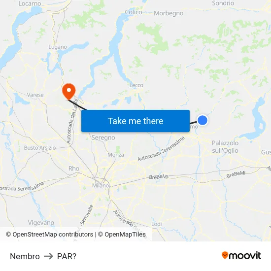 Nembro to Parre map