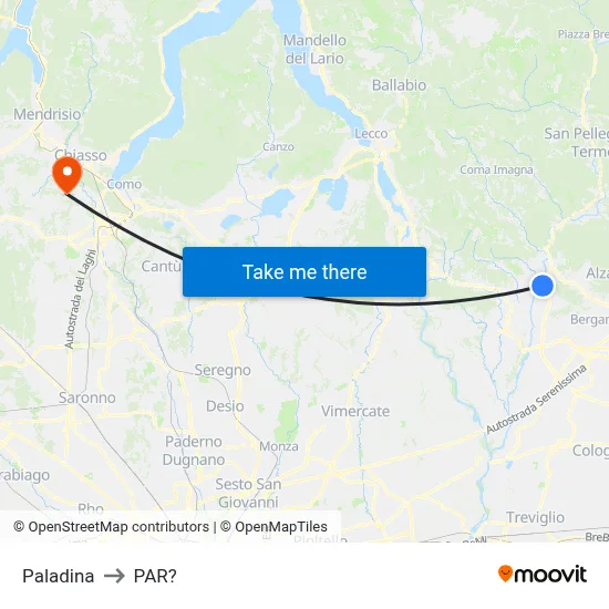 Paladina to Parre map