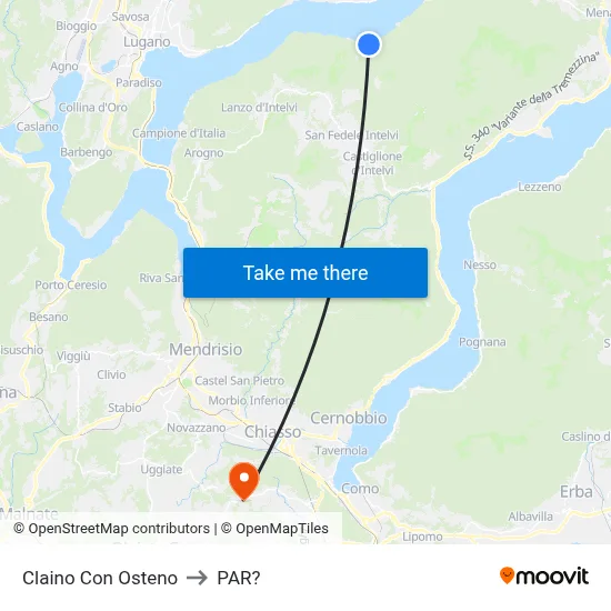 Claino con Osteno to Parre map