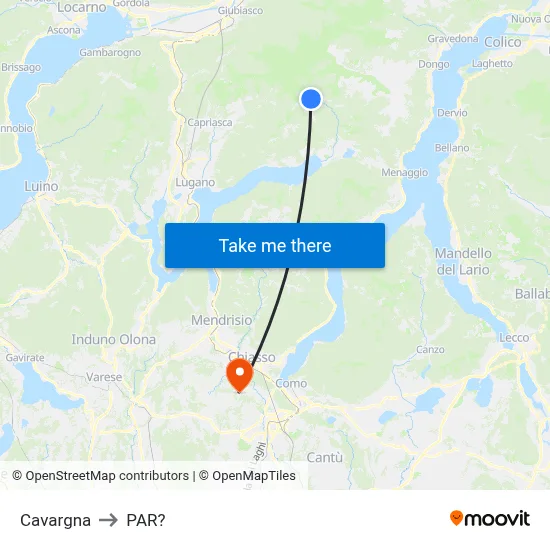 Cavargna to Parre map