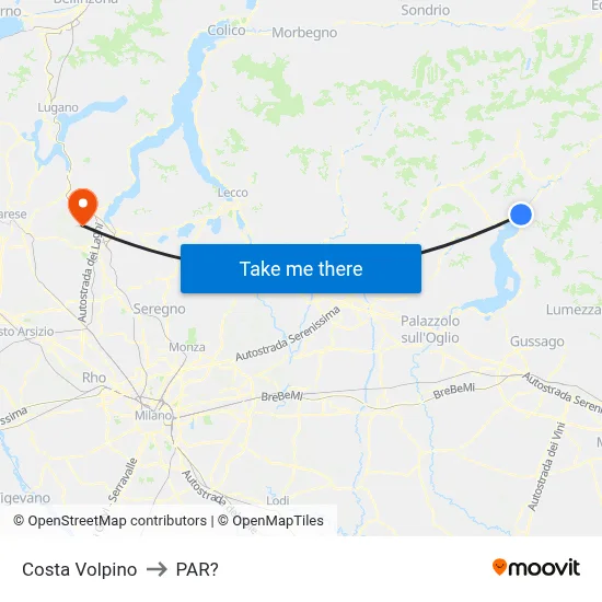 Costa Volpino to Parre map