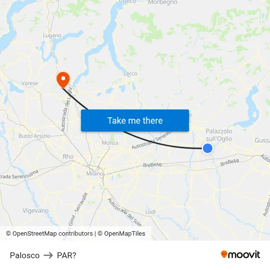 Palosco to Parre map