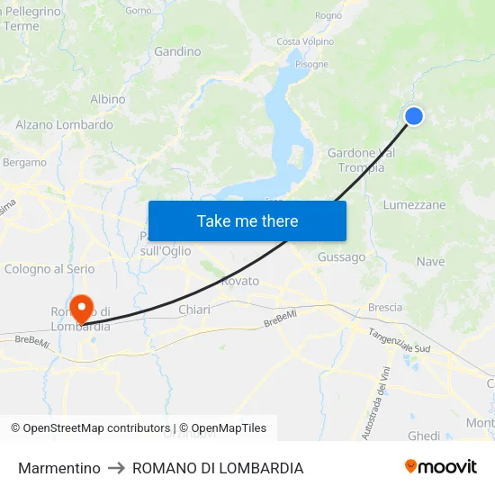 Marmentino to Romano di Lombardia map
