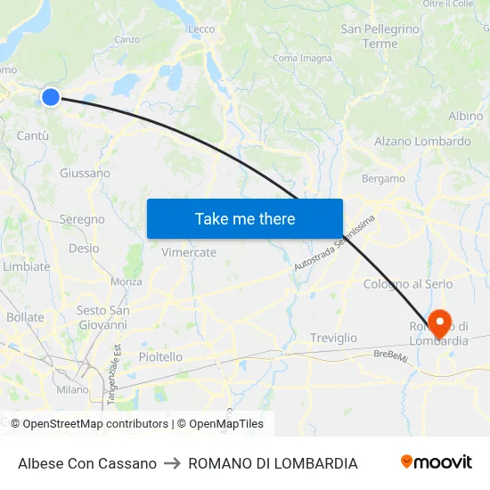 Albese con Cassano to Romano di Lombardia map