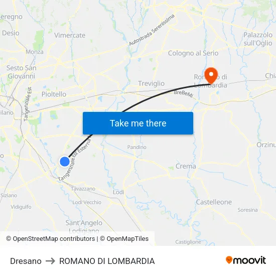 Dresano to Romano di Lombardia map