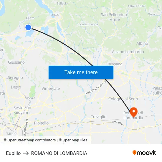 Eupilio to Romano di Lombardia map