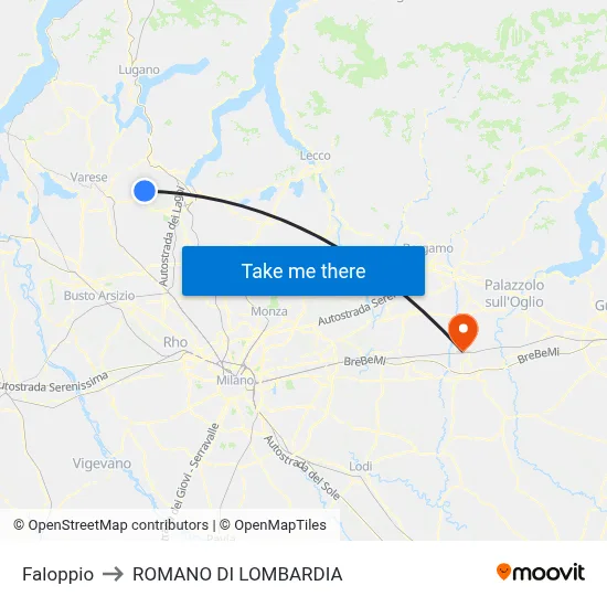 Faloppio to Romano di Lombardia map