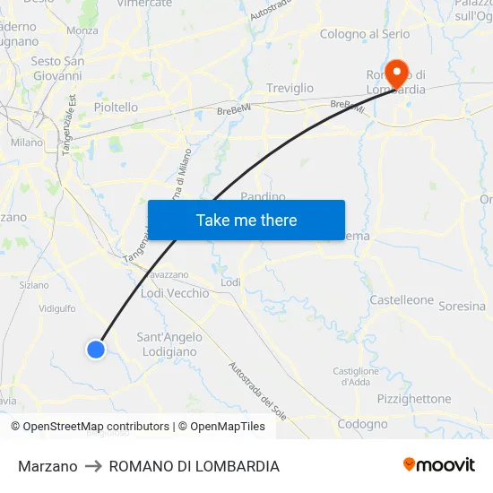 Marzano to Romano di Lombardia map