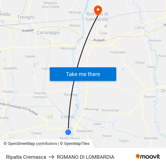 Ripalta Cremasca to Romano di Lombardia map