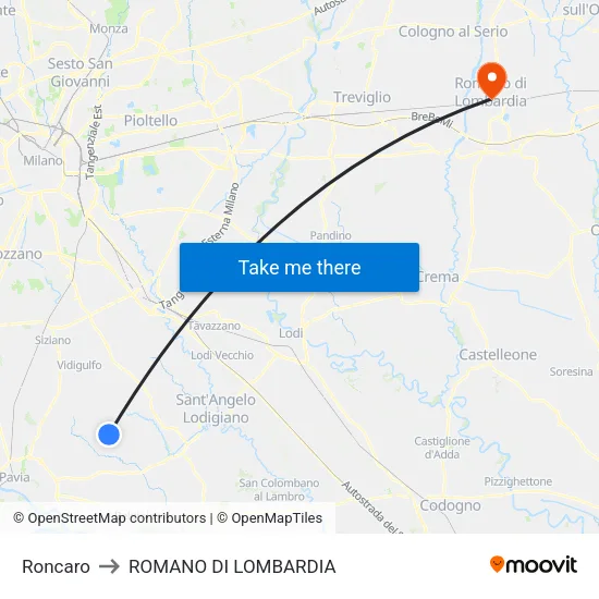 Roncaro to ROMANO DI LOMBARDIA map