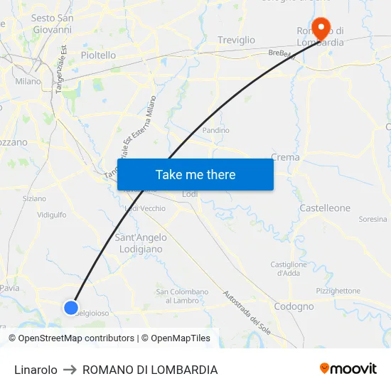 Linarolo to Romano di Lombardia map