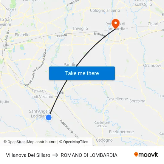 Villanova Del Sillaro to Romano di Lombardia map