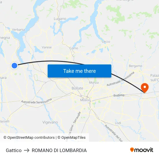 Gattico to Romano di Lombardia map