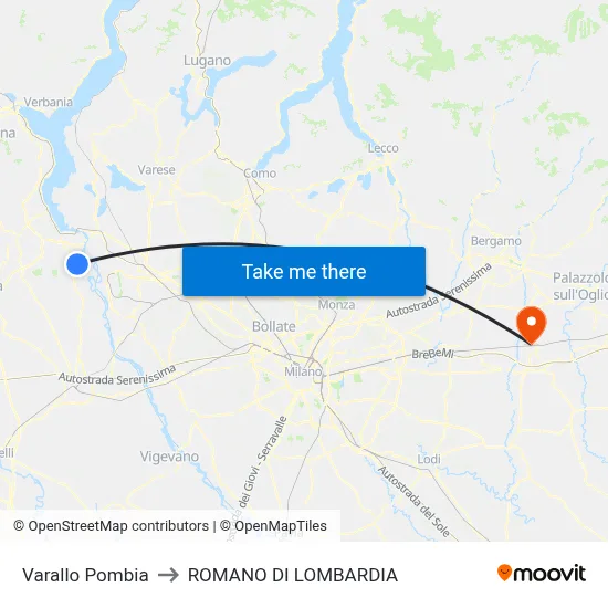 Varallo Pombia to Romano di Lombardia map