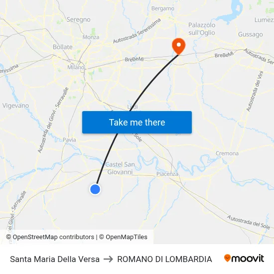 Santa Maria Della Versa to ROMANO DI LOMBARDIA map