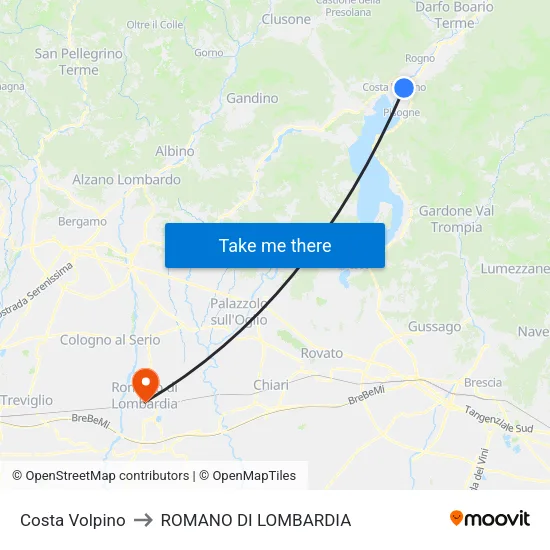 Costa Volpino to Romano di Lombardia map