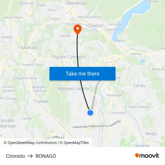Cirimido to RONAGO map