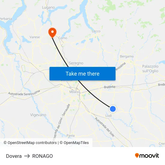 Dovera to Ronago map