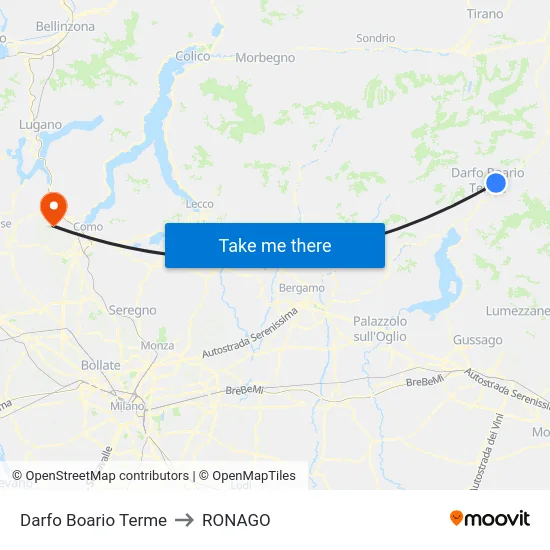 Darfo Boario Terme to Ronago map