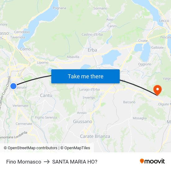 Fino Mornasco to SANTA MARIA HO? map