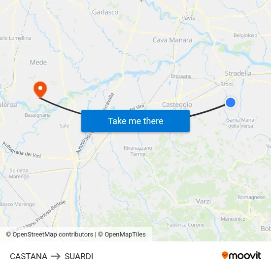 Castana to Suardi map