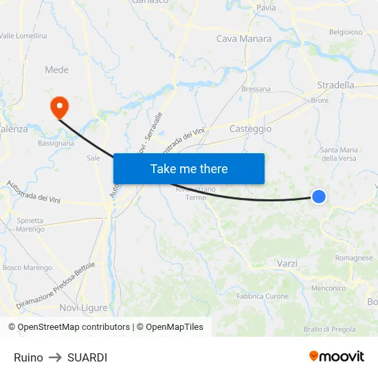 Ruino to Suardi map