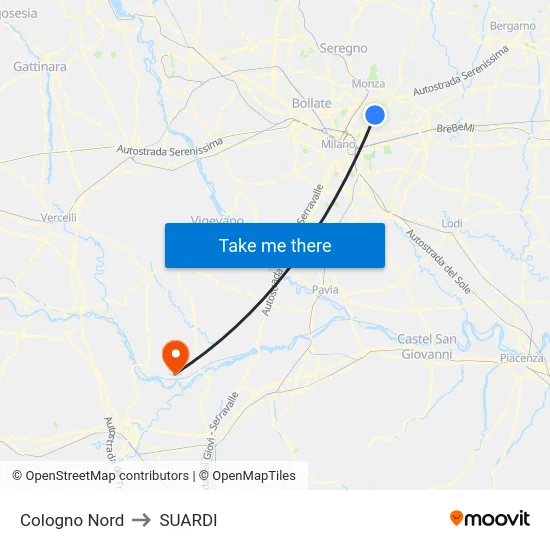 Cologno Nord to SUARDI map