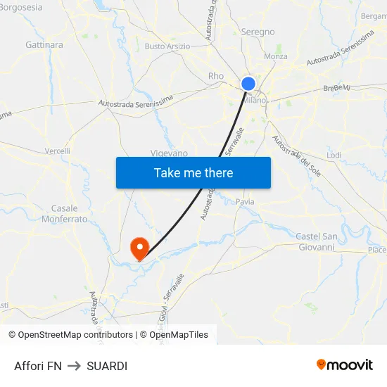 Affori FN to Suardi map