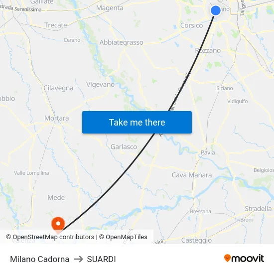 Milan Cadorna to Suardi map
