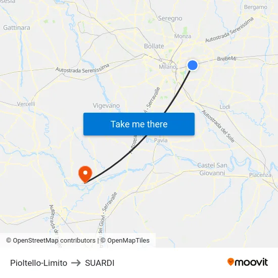 Pioltello-Limito to SUARDI map