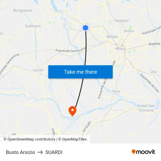 Busto Arsizio to Suardi map