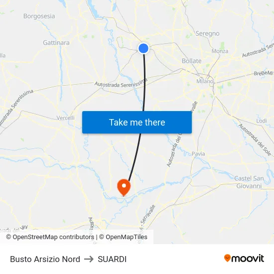 Busto Arsizio North to Suardi map