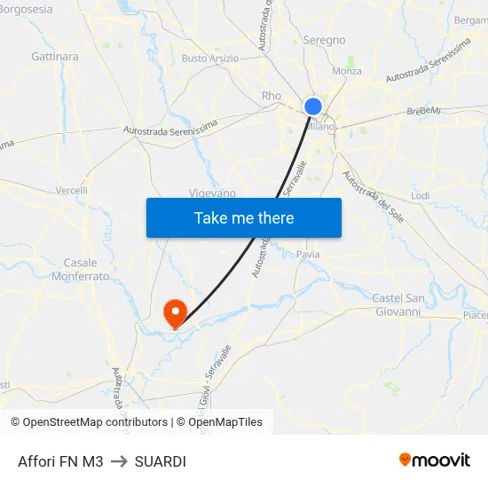 Affori FN M3 to Suardi map
