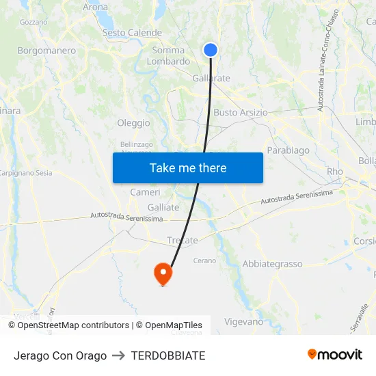 Jerago con Orago to Terdobbiate map
