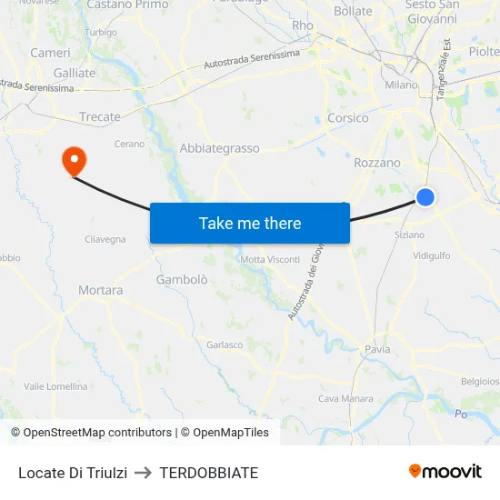 Locate di Triulzi to Terdobbiate map
