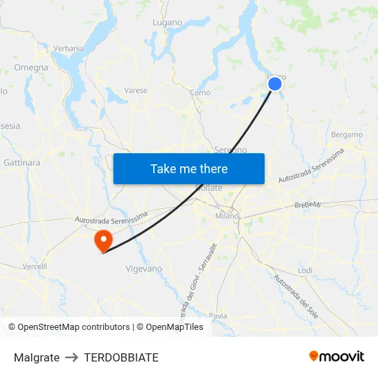 Malgrate to Terdobbiate map