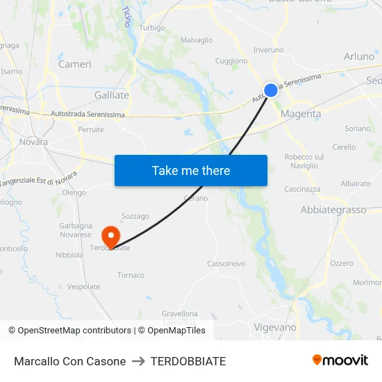 Marcallo con Casone to Terdobbiate map
