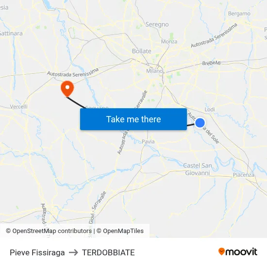 Pieve Fissiraga to Terdobbiate map