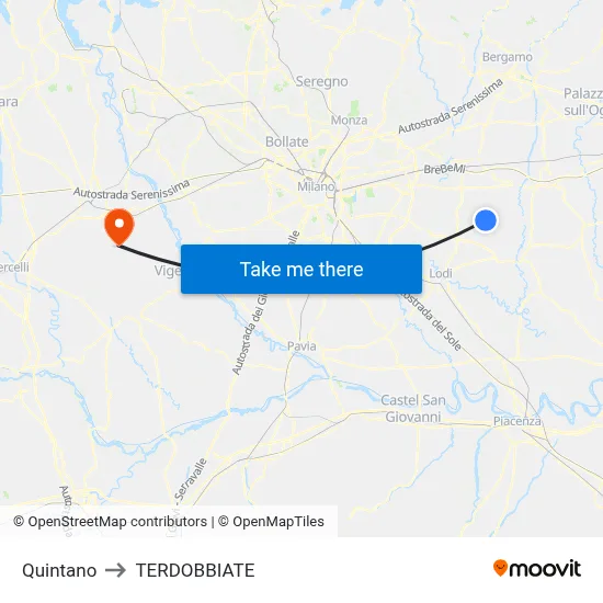 Quintano to Terdobbiate map