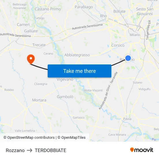 Rozzano to TERDOBBIATE map