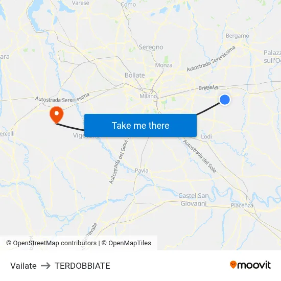 Vailate to Terdobbiate map