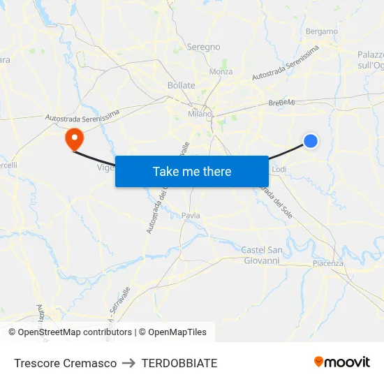 Trescore Cremasco to Terdobbiate map