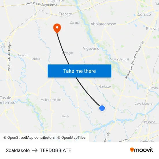 Scaldasole to Terdobbiate map