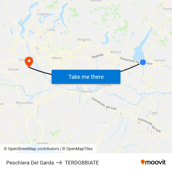 Peschiera Del Garda to TERDOBBIATE map
