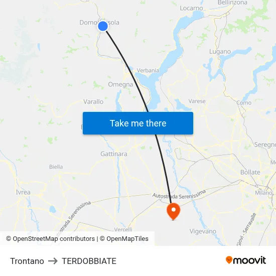 Trontano to Terdobbiate map