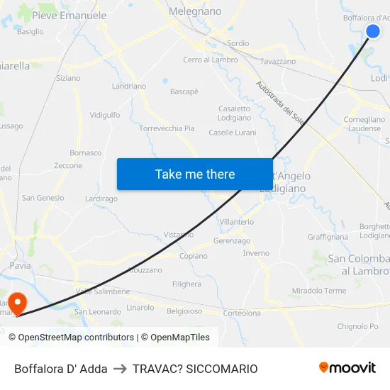 Boffalora D'Adda to Travacò Siccomario map