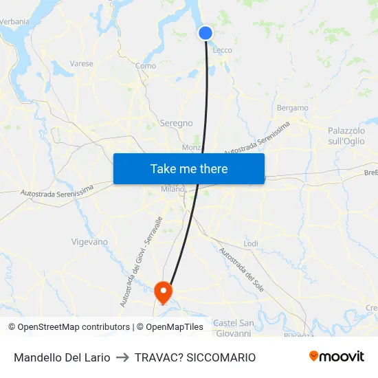 Mandello Del Lario to Travacò Siccomario map