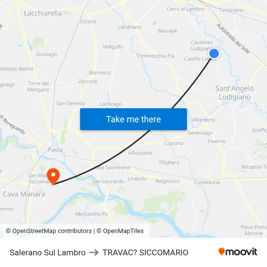 Salerano Sul Lambro to Travacò Siccomario map