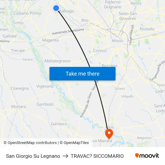 San Giorgio Su Legnano to Travacò Siccomario map
